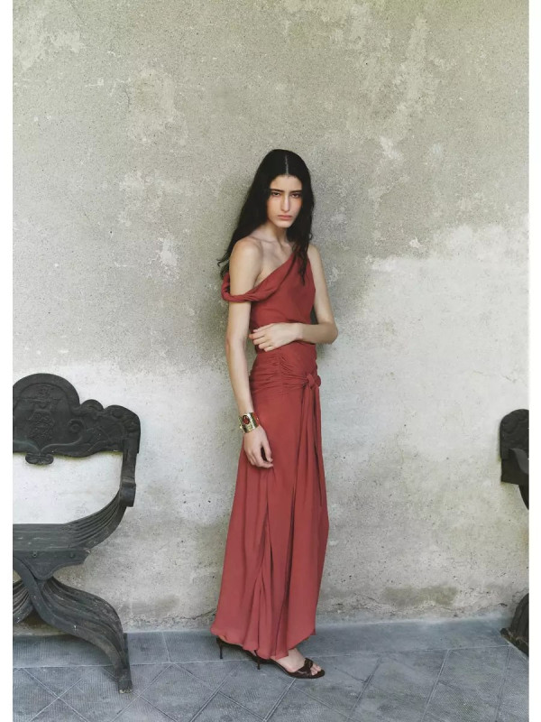 Asymmetric draped dress