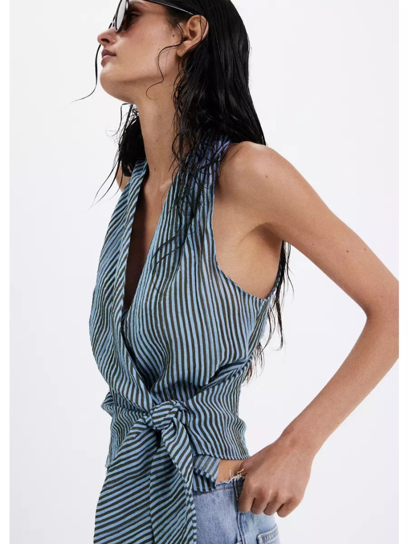 Blusa cruzada rayas lazo