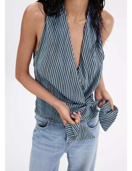 Blusa cruzada rayas lazo