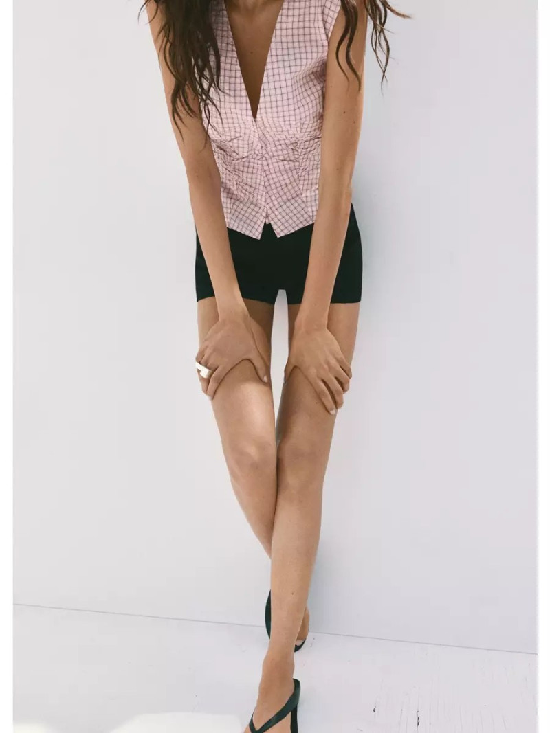 Blusa cuello pico cuadros