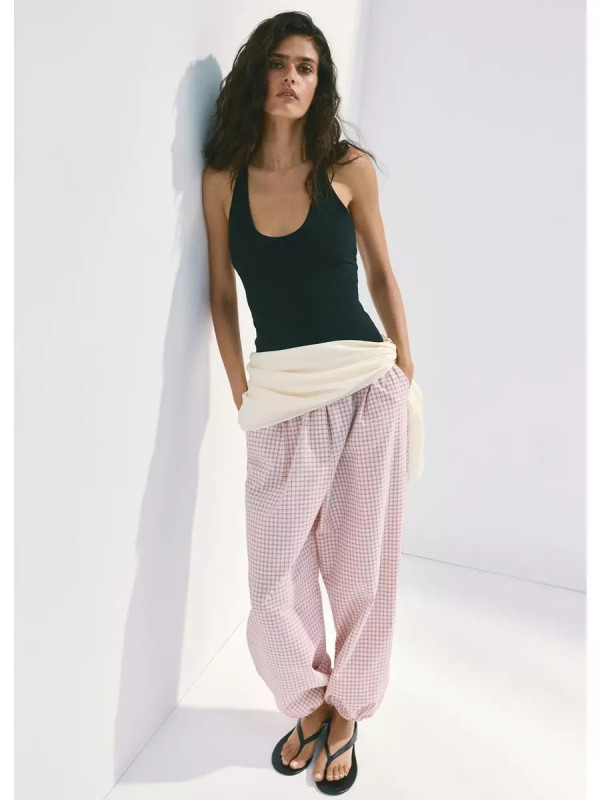 Pantalón bombacho cuadros