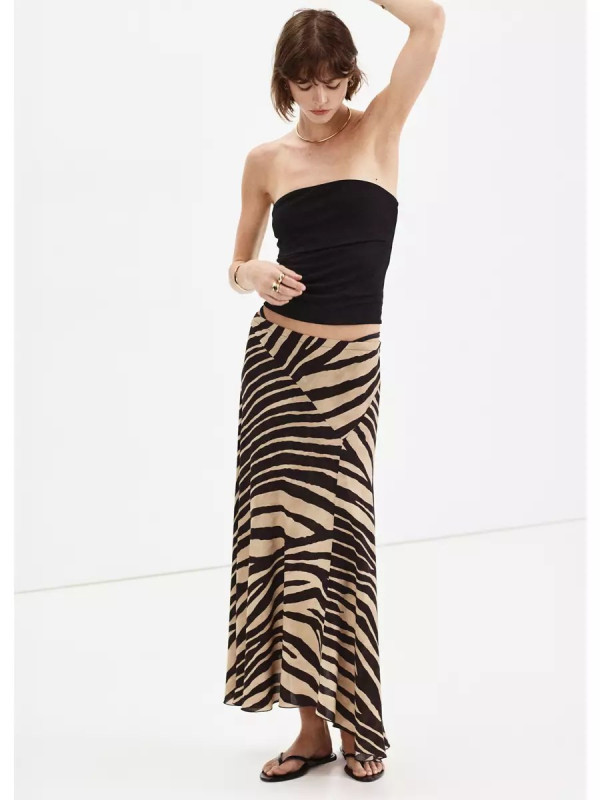 Asymmetric midi skirt
