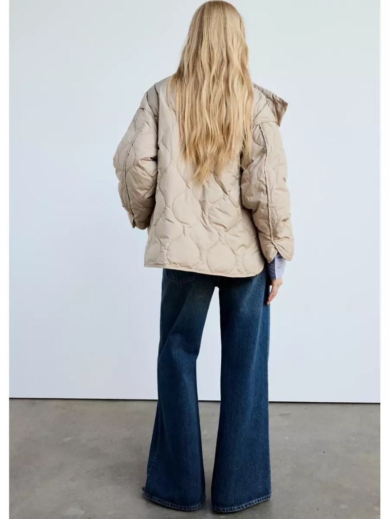 Quilted anorak with detachable scarf