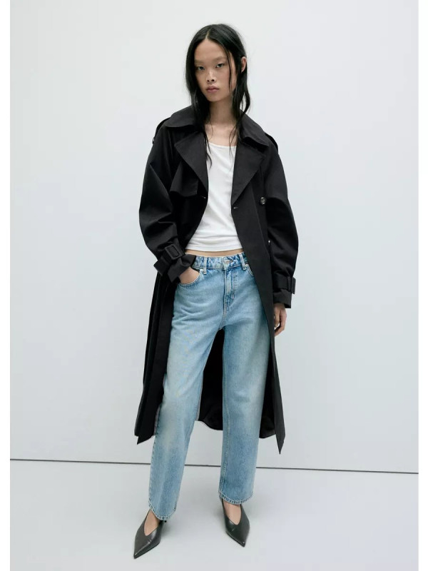 Trench largo doble botonadura