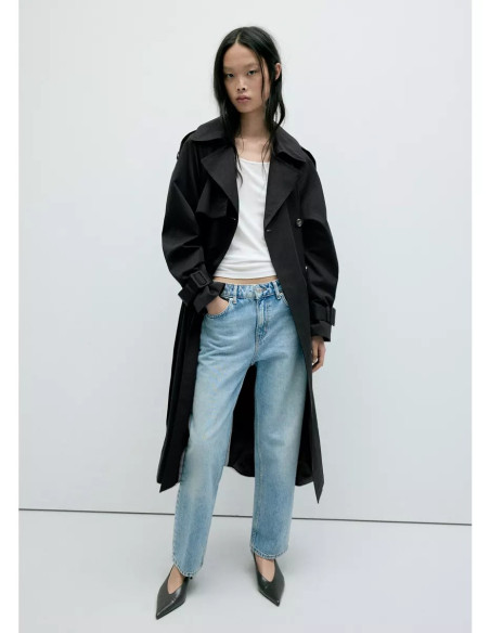 Long double-breasted trench coat