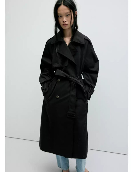 Long double-breasted trench coat