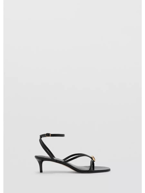 Heeled sandals with beaded straps