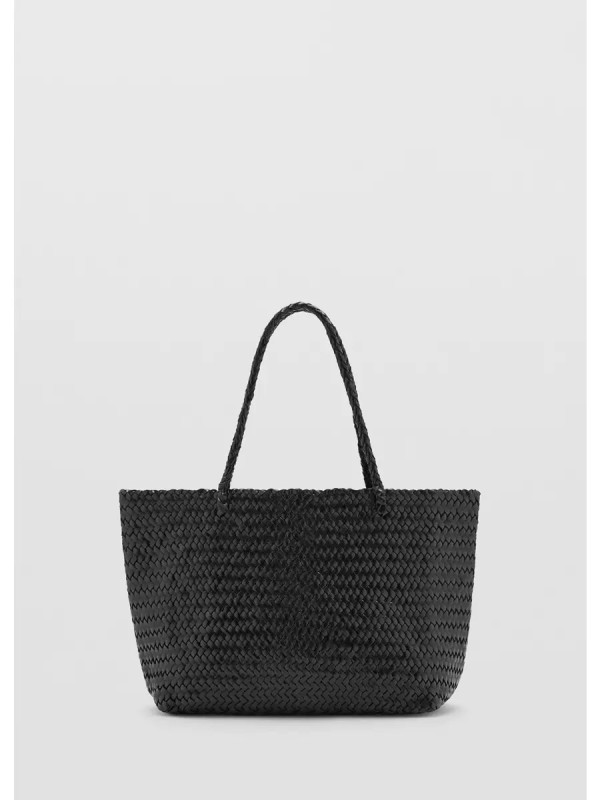 Braided leather shopper bag
