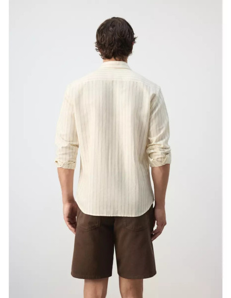 Striped linen-cotton blend shirt