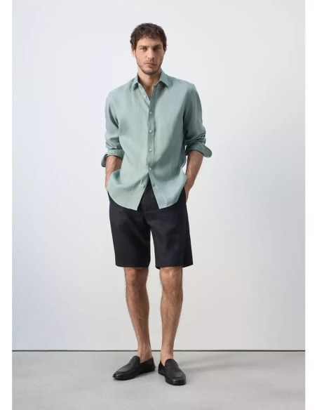Camisa regular fit 100% lino