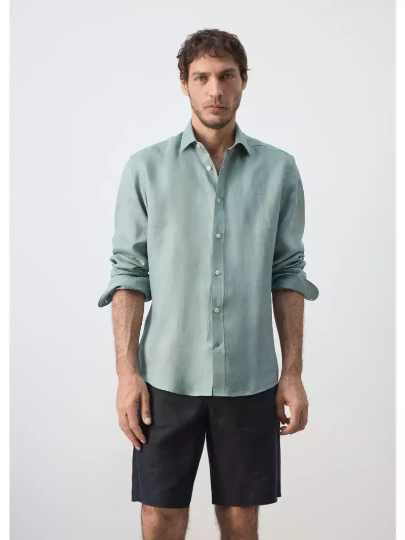 Regular fit 100% linen shirt