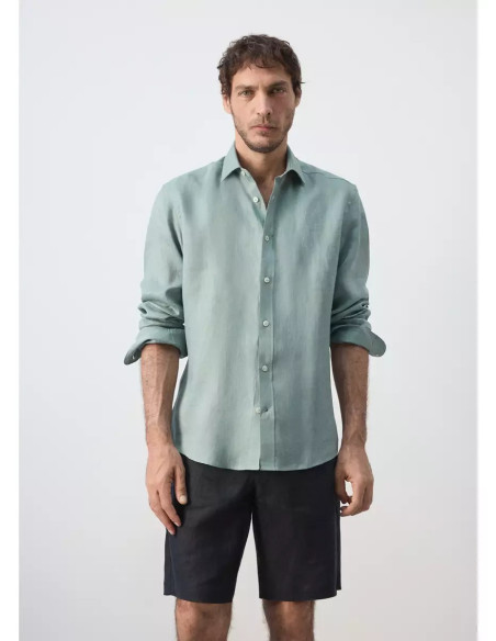 Camisa regular fit 100% lino