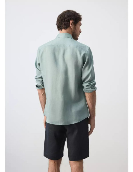 Camisa regular fit 100% lino