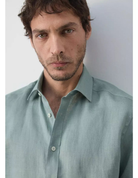 Camisa regular fit 100% lino