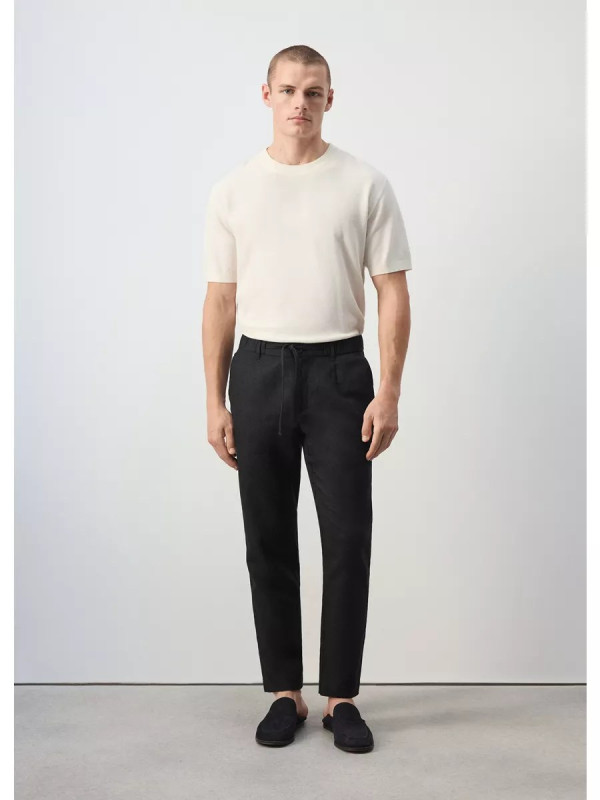 Pantalón slim fit cropped lino algodón