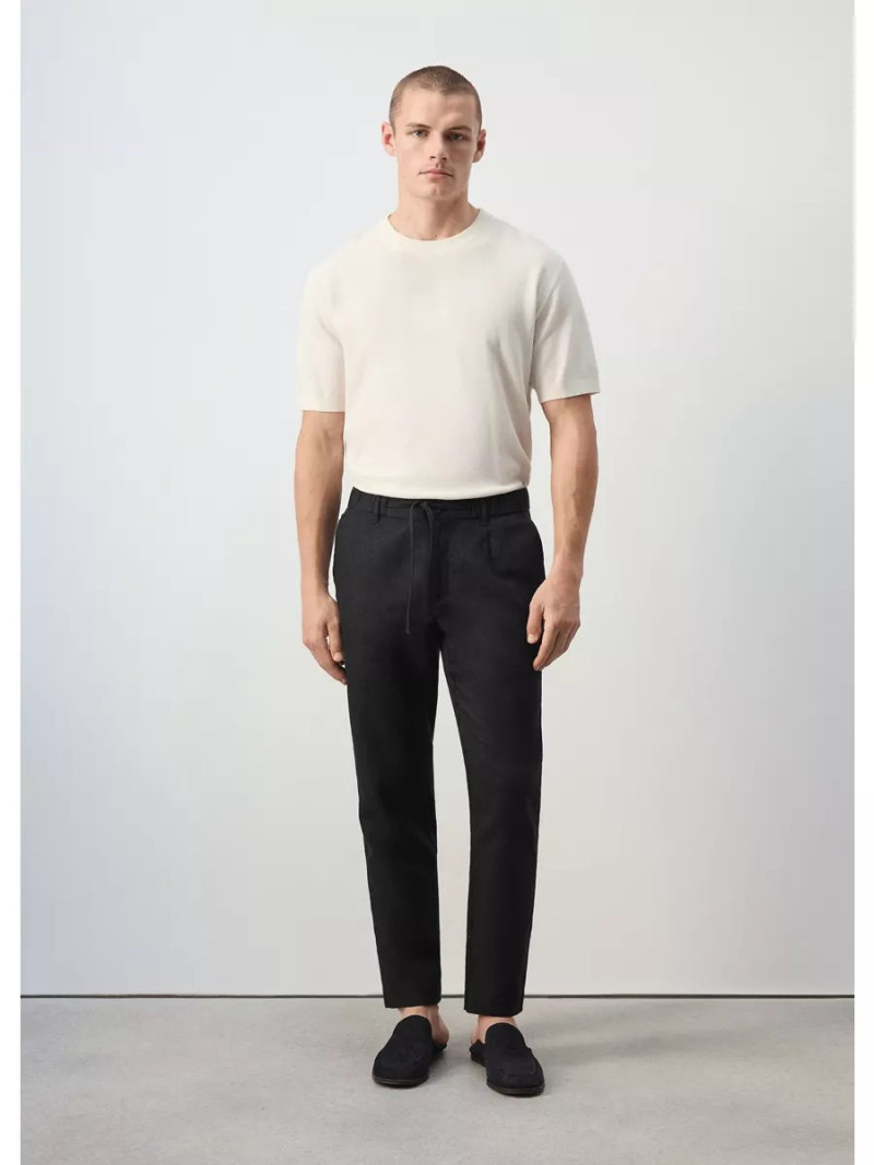 Pantalón slim fit cropped lino algodón