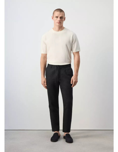 Pantalón slim fit cropped lino algodón