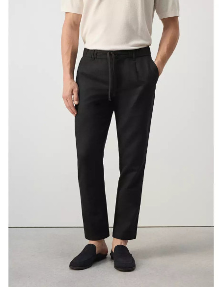 Pantalón slim fit cropped lino algodón