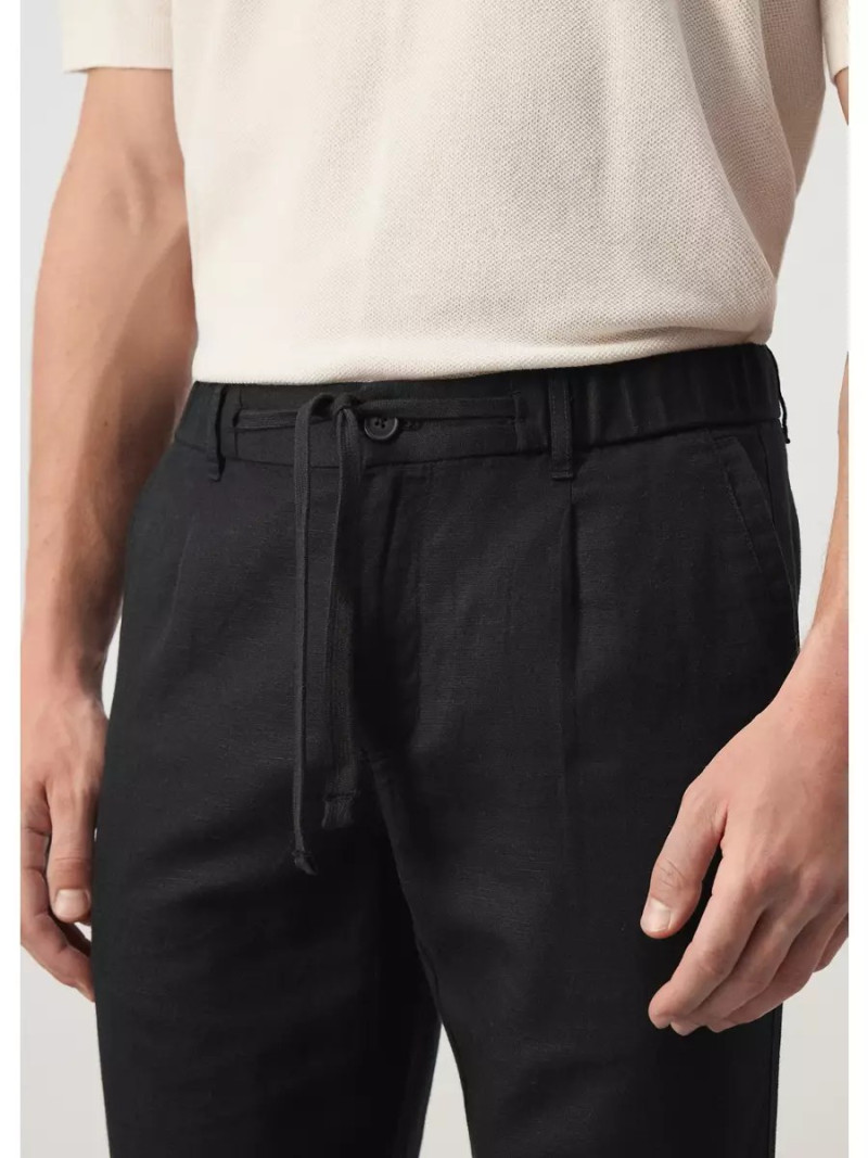 Pantalón slim fit cropped lino algodón