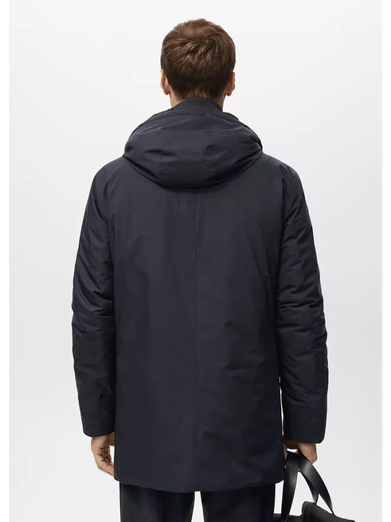Water-repellent quilted parka with detachable hood