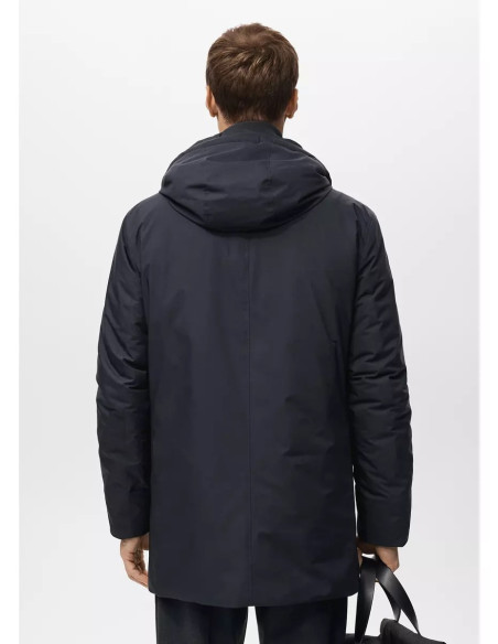 Water-repellent quilted parka with detachable hood