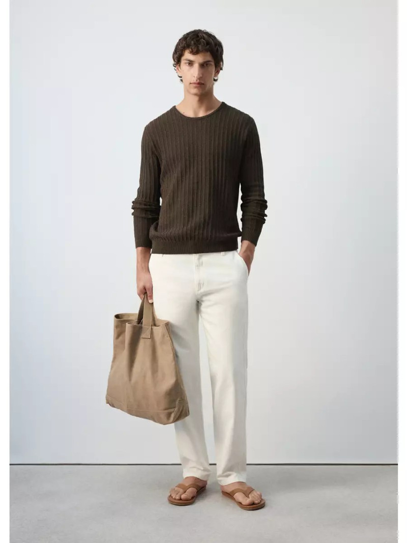 Ribbed cotton-linen blend jumper