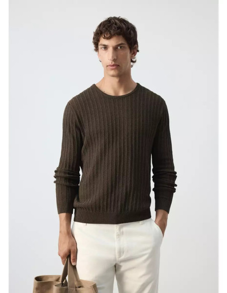 Ribbed cotton-linen blend jumper