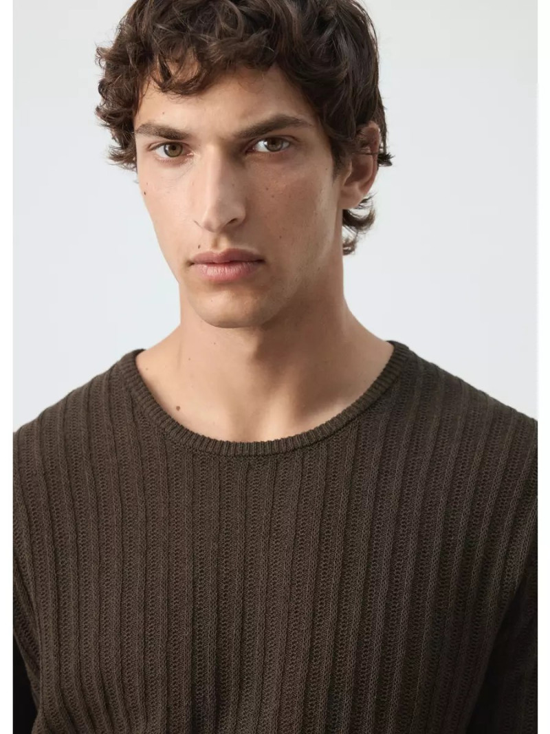 Ribbed cotton-linen blend jumper